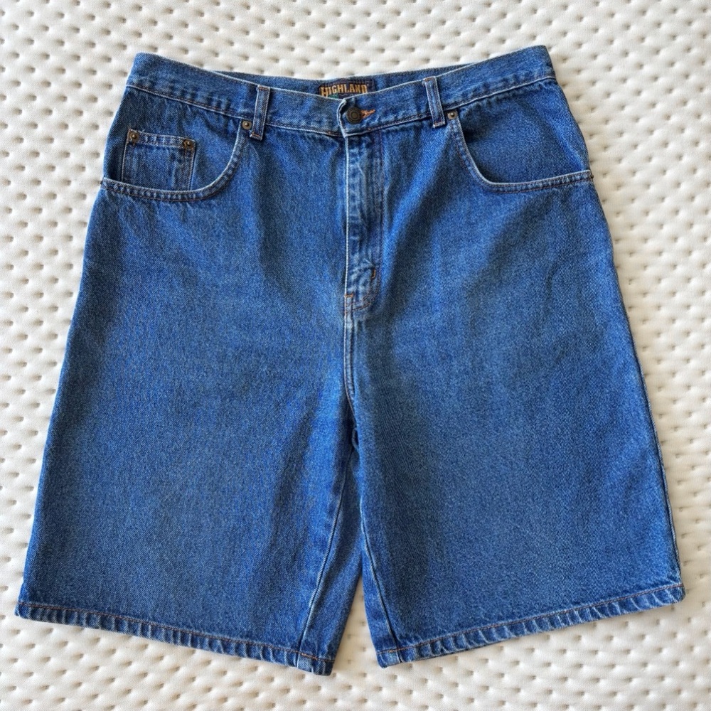 ‼️SOLD‼️Vintage denim baggy knee length jean shorts / jorts 90s 2000s